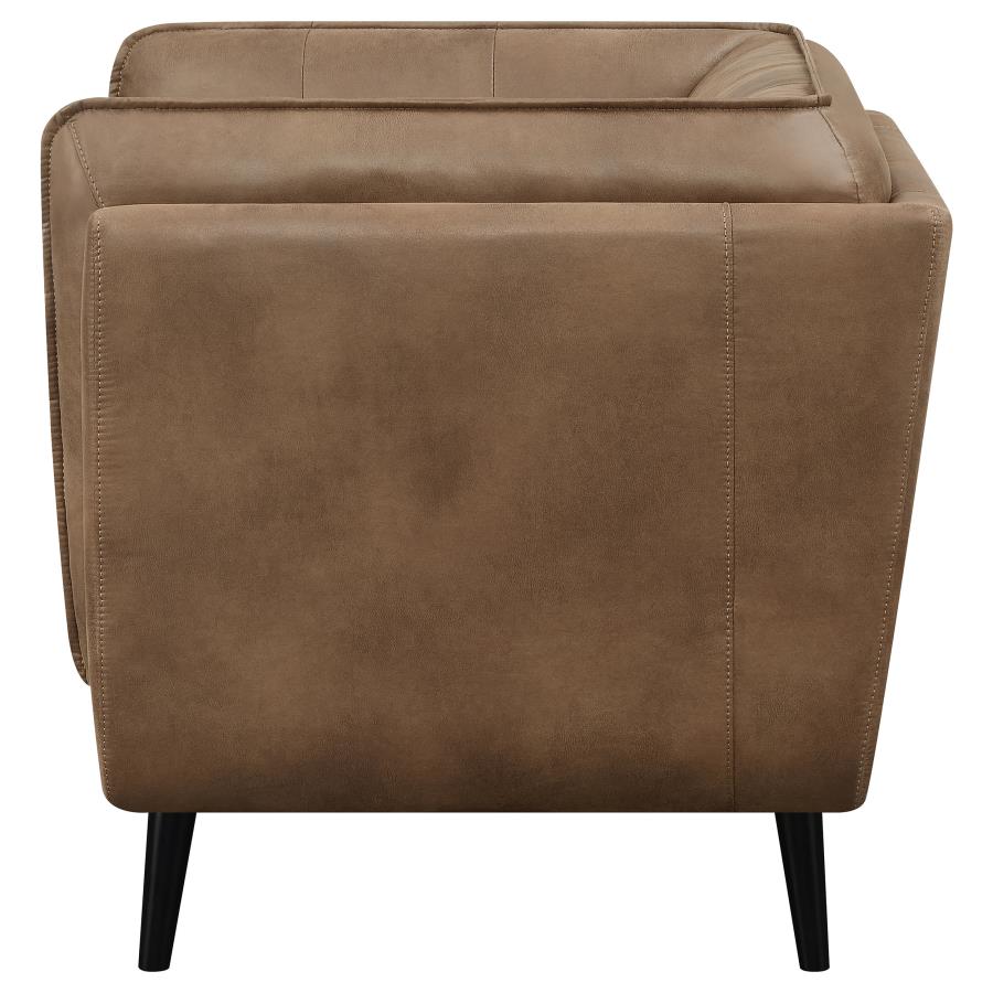 (image for) Thatcher Upholstered Tuxedo Arm Tufted Accent Chair Brown