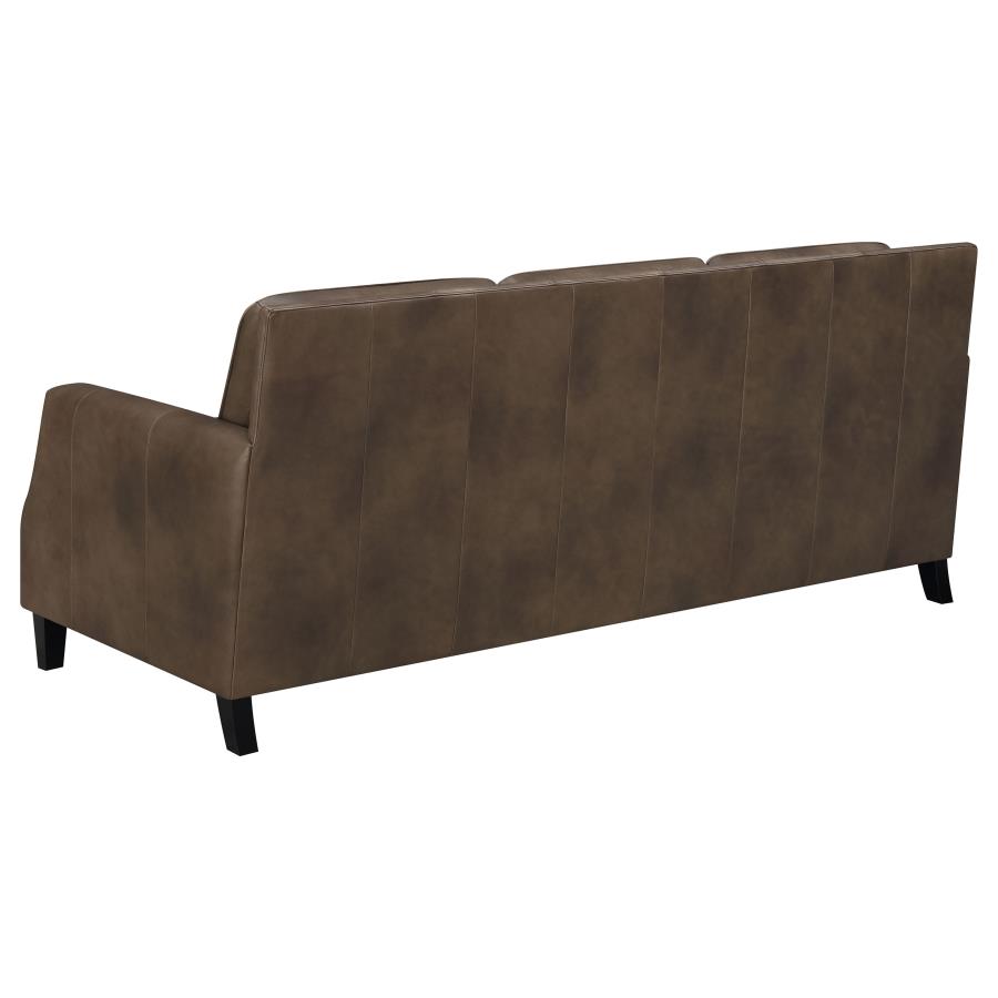 (image for) Leaton 2-piece Upholstered Recessed Arm Sofa Set Brown Sugar