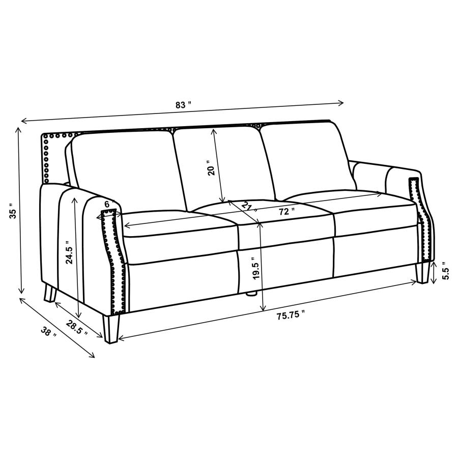 (image for) Leaton 2-piece Upholstered Recessed Arm Sofa Set Brown Sugar