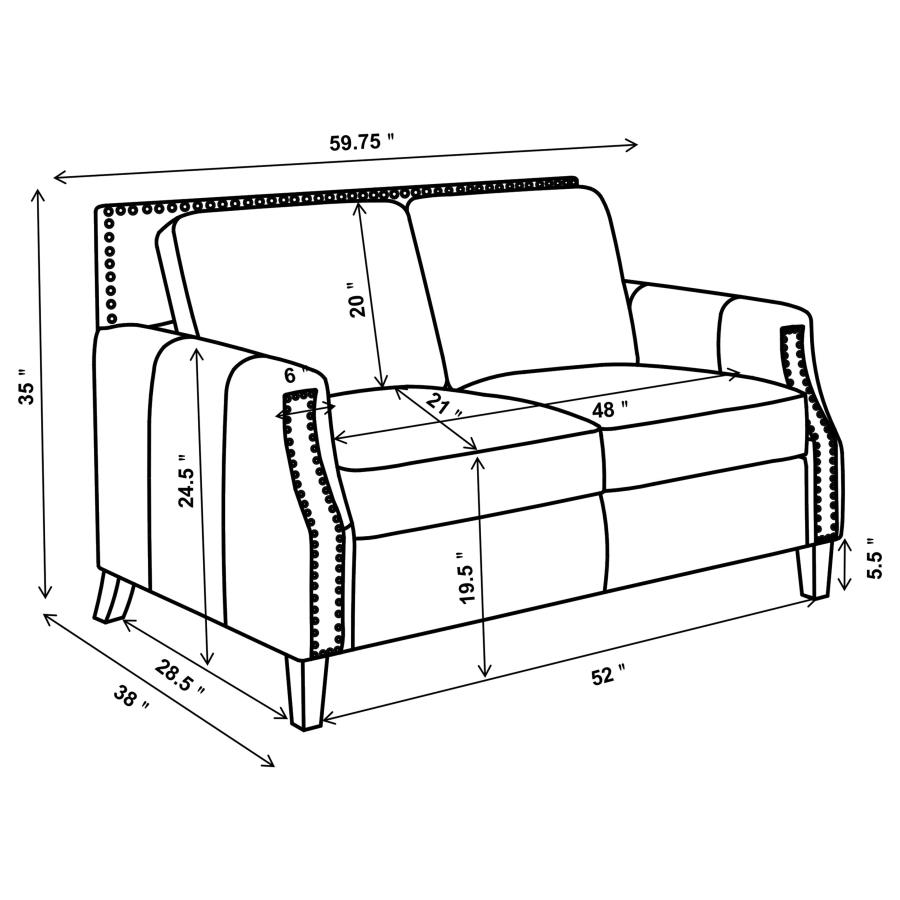 (image for) Leaton 2-piece Upholstered Recessed Arm Sofa Set Brown Sugar