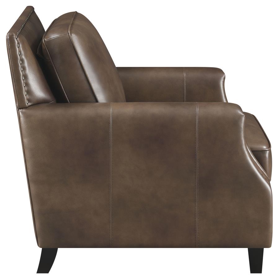 (image for) Leaton 3-piece Upholstered Recessed Arm Sofa Set Brown Sugar