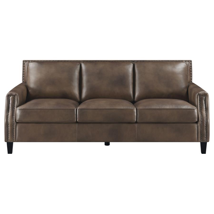 (image for) Leaton Upholstered Recessed Arm Sofa Brown Sugar