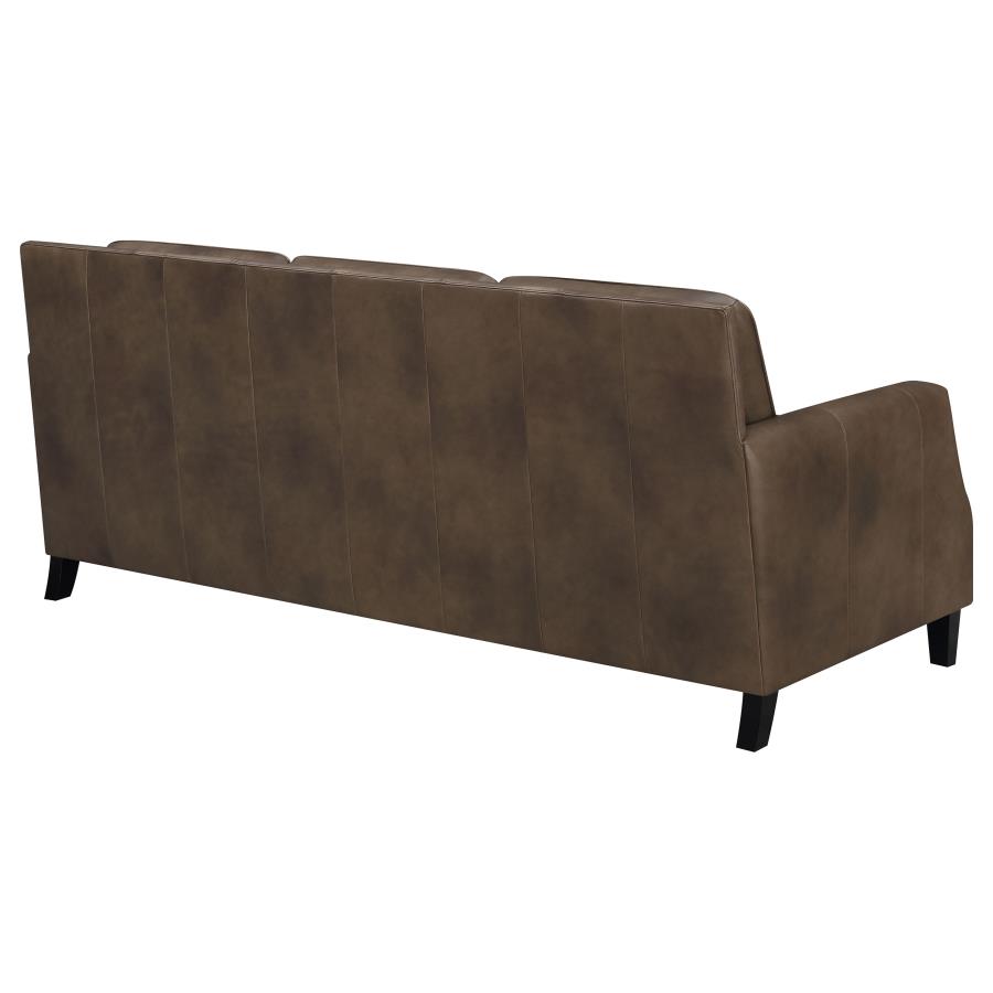 (image for) Leaton Upholstered Recessed Arm Sofa Brown Sugar