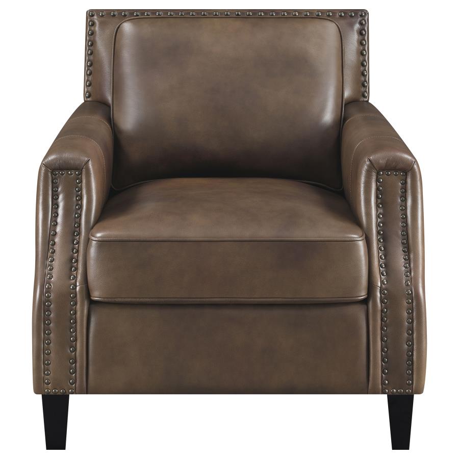 (image for) Leaton Upholstered Recessed Arm Accent Chair Brown Sugar