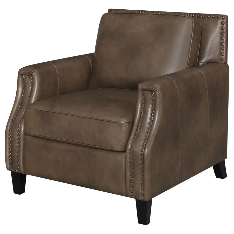 (image for) Leaton Upholstered Recessed Arm Accent Chair Brown Sugar