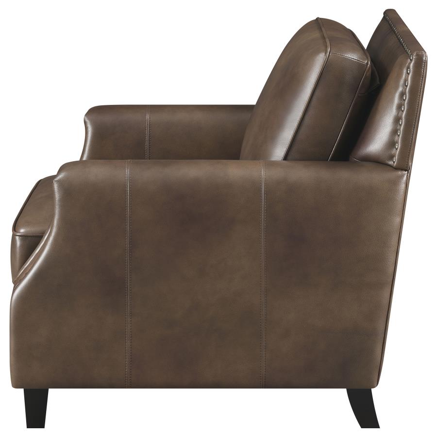 (image for) Leaton Upholstered Recessed Arm Accent Chair Brown Sugar