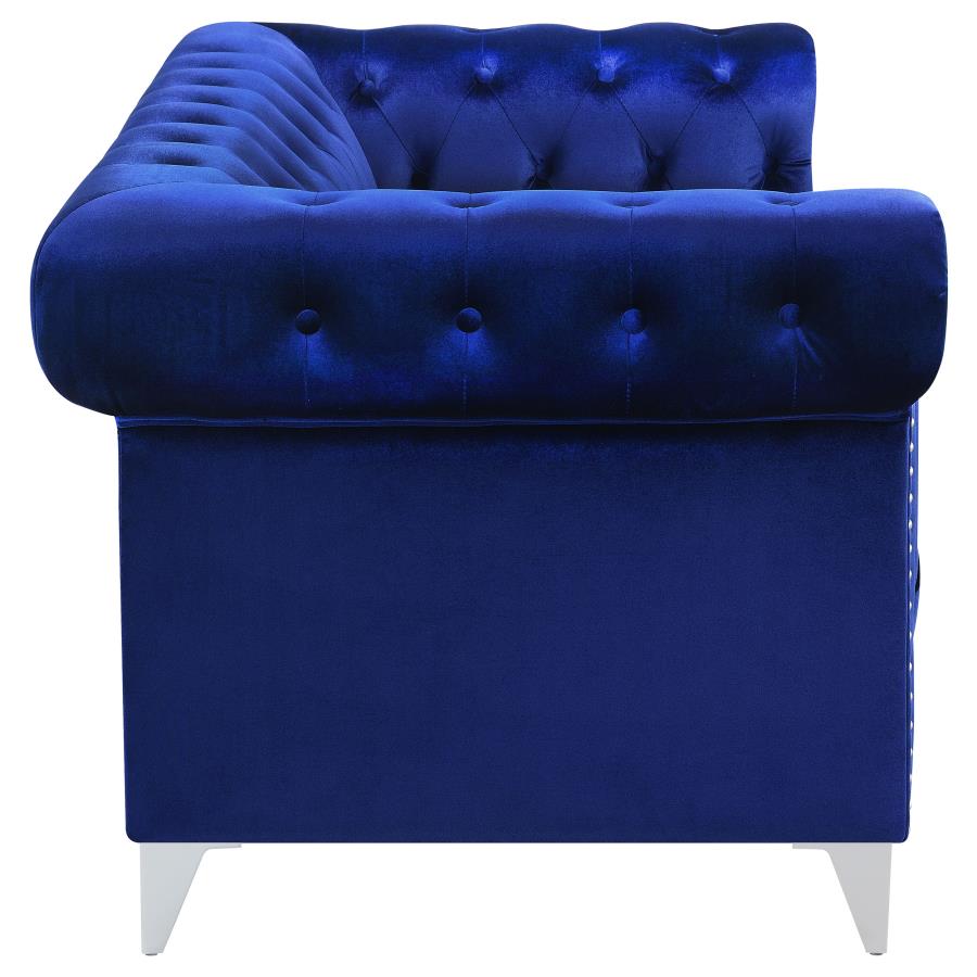 (image for) Bleker 2-piece Upholstered Tuxedo Arm Tufted Sofa Set Blue