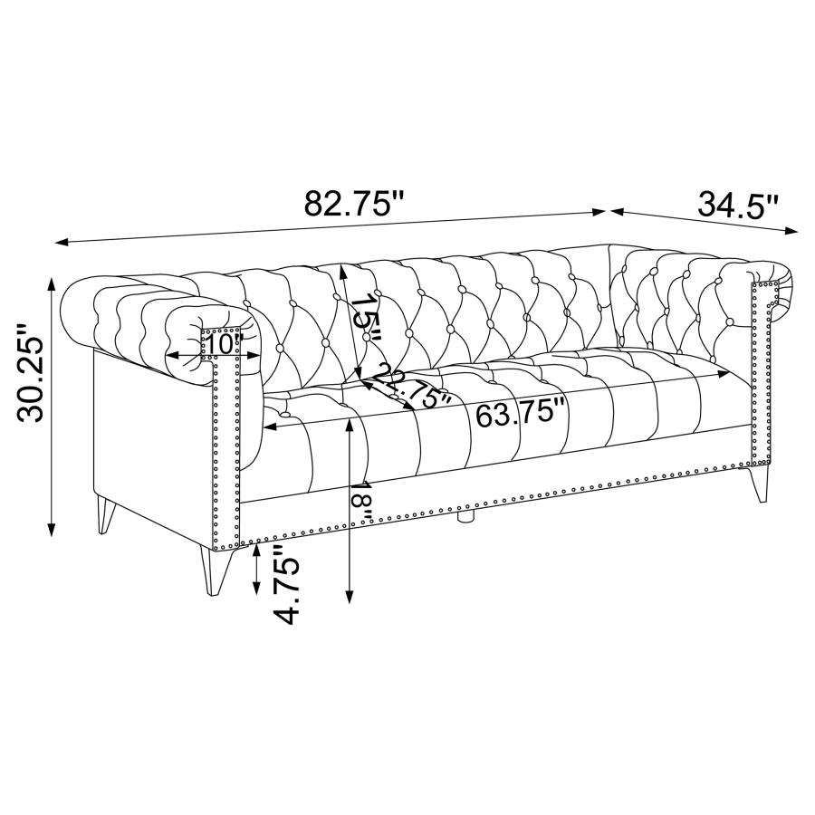 (image for) Bleker 2-piece Upholstered Tuxedo Arm Tufted Sofa Set Blue