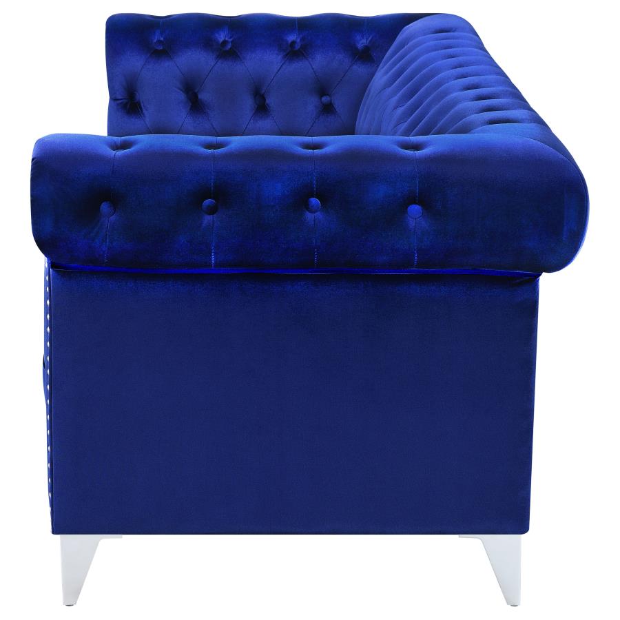 (image for) Bleker Upholstered Tuxedo Arm Tufted Sofa Blue