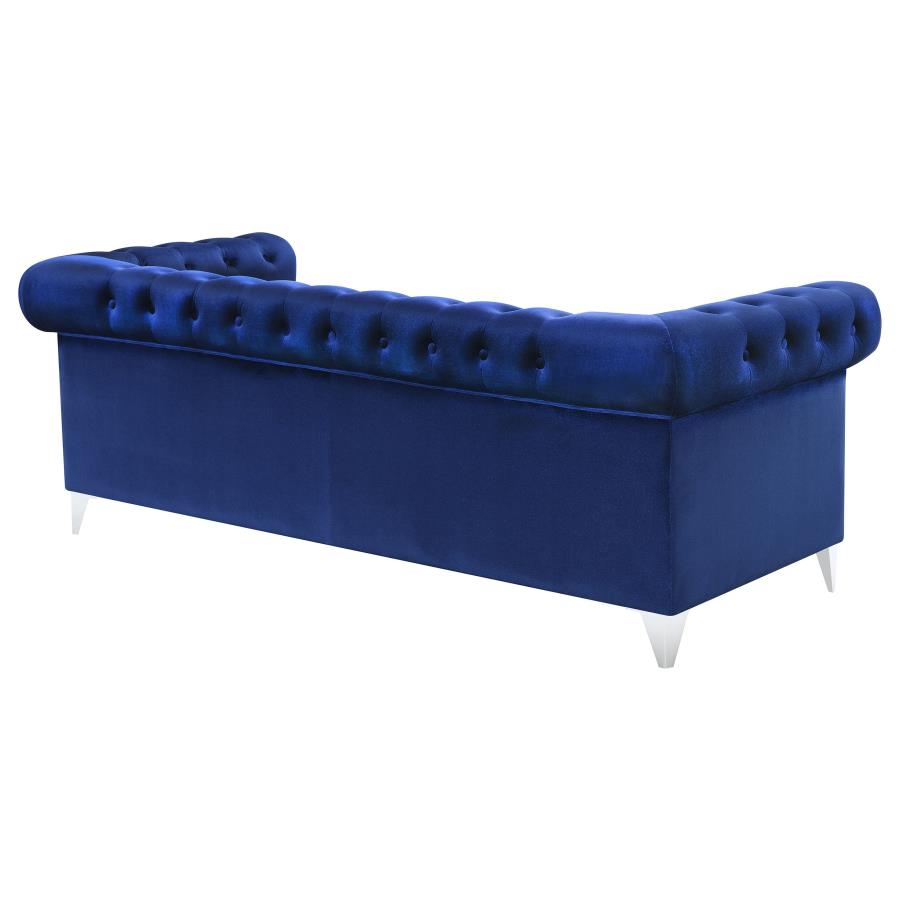 (image for) Bleker Upholstered Tuxedo Arm Tufted Sofa Blue