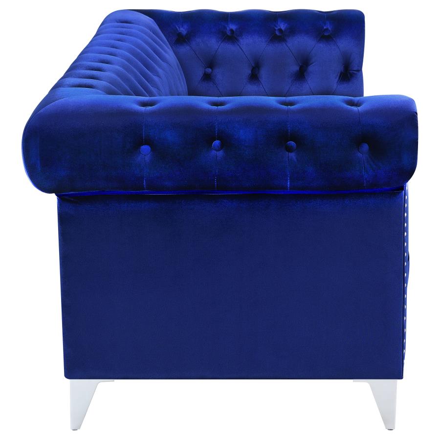 (image for) Bleker Upholstered Tuxedo Arm Tufted Sofa Blue