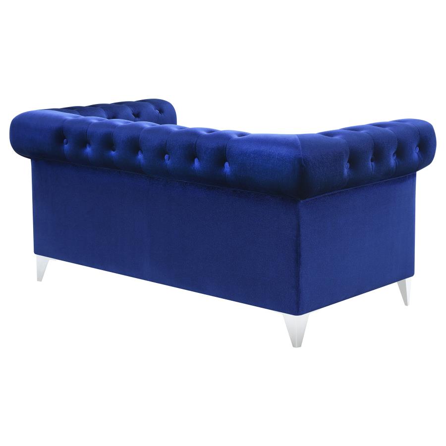 (image for) Bleker Upholstered Tuxedo Arm Tufted Loveseat Blue