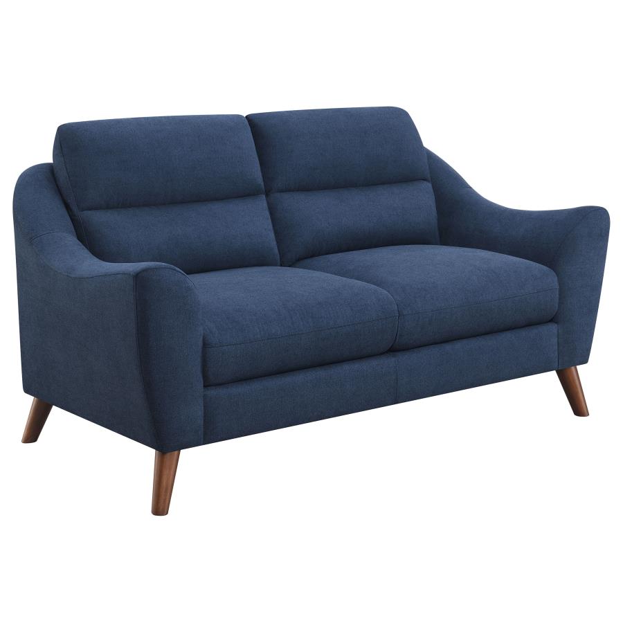 (image for) Gano 2-piece Upholstered Sloped Arm Sofa Set Navy Blue