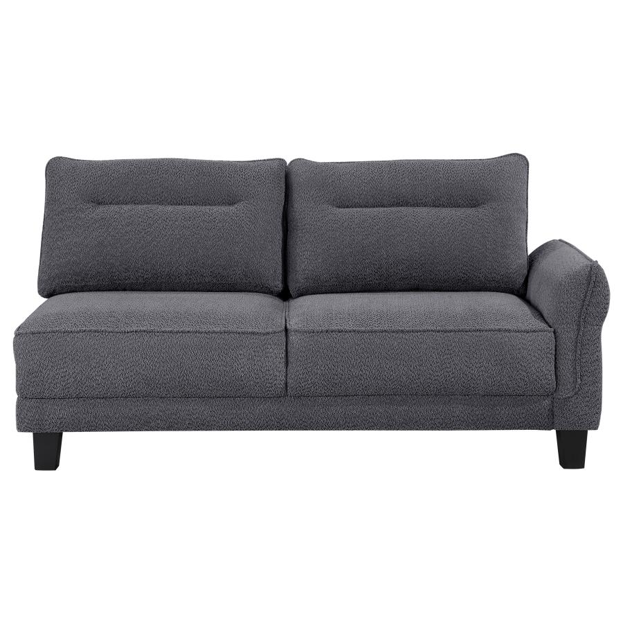 (image for) Caspian Upholstered Curved Arm Chaise Sectional Sofa Grey