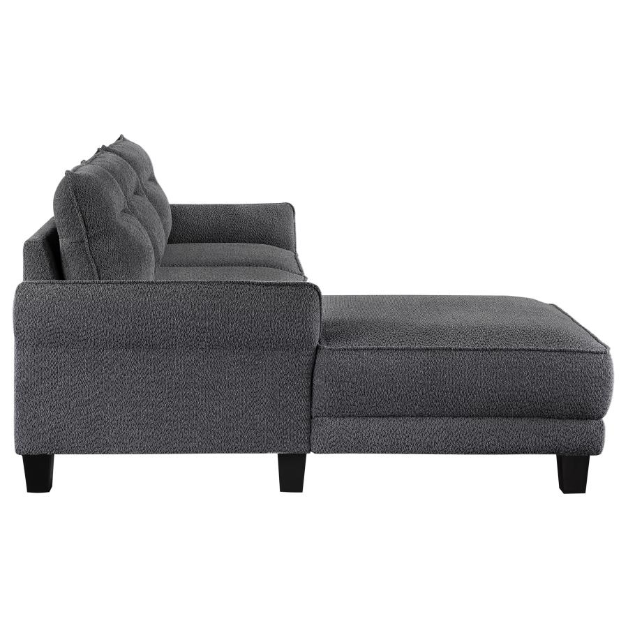 (image for) Caspian Upholstered Curved Arm Chaise Sectional Sofa Grey