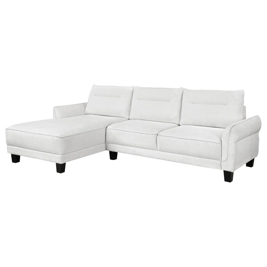 (image for) Caspian Upholstered Curved Arm Chaise Sectional Sofa White