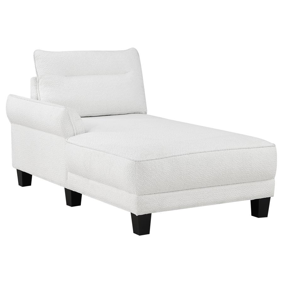 (image for) Caspian Upholstered Curved Arm Chaise Sectional Sofa White