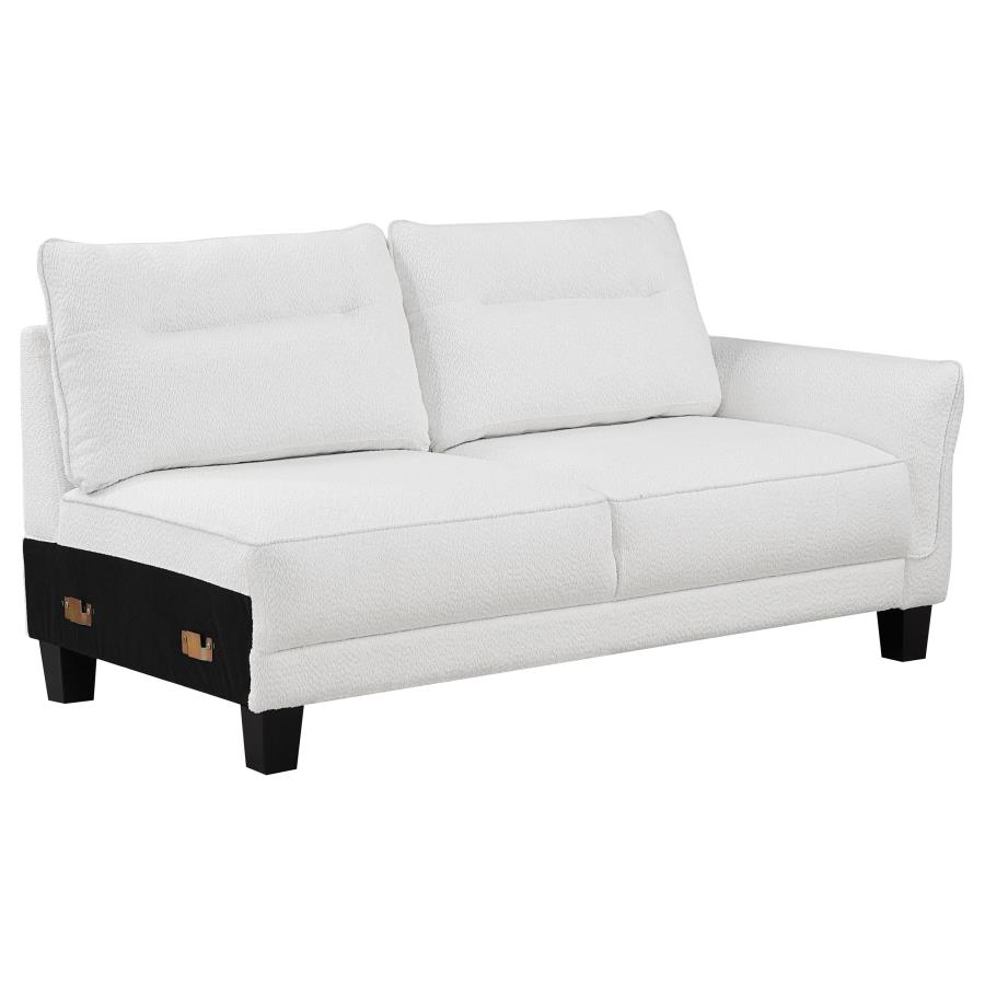 (image for) Caspian Upholstered Curved Arm Chaise Sectional Sofa White