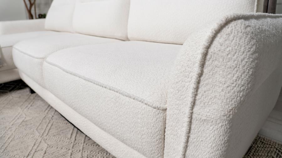 (image for) Caspian Upholstered Curved Arm Chaise Sectional Sofa White