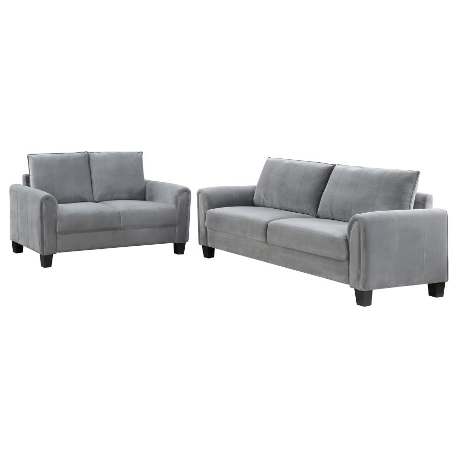 (image for) Davis 2-piece Upholstered Rolled Arm Sofa Grey