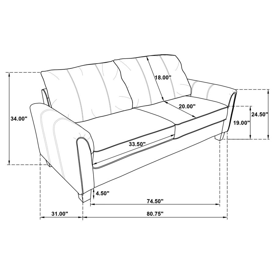 (image for) Davis 2-piece Upholstered Rolled Arm Sofa Grey