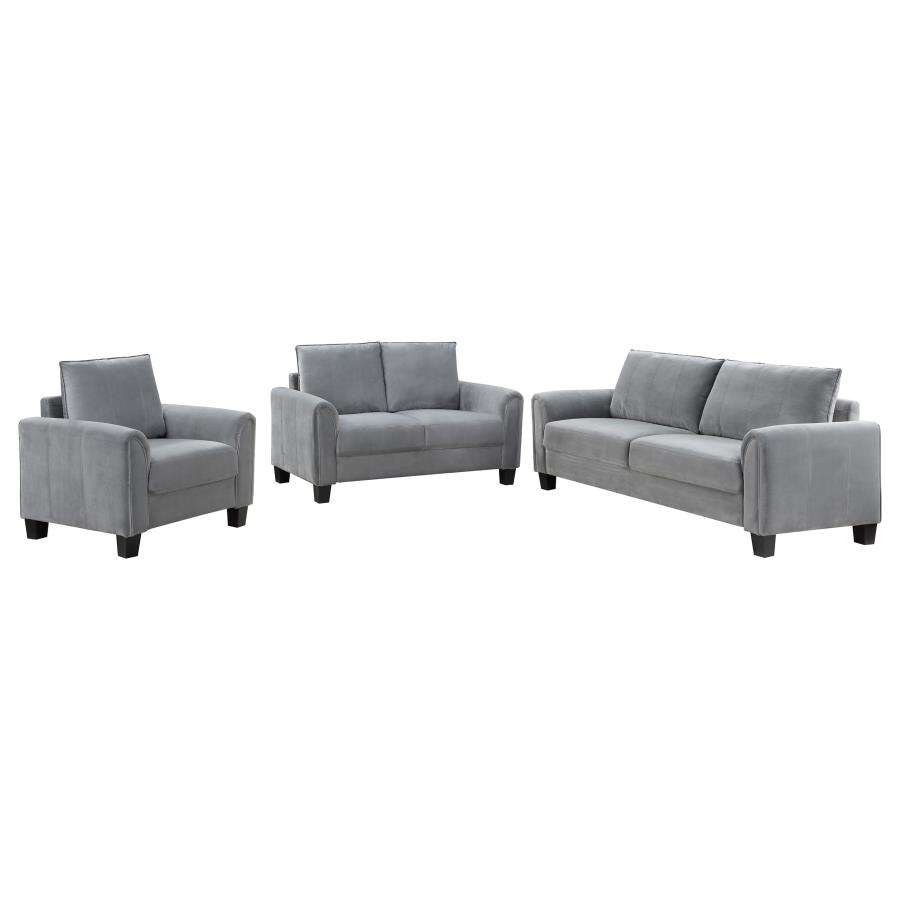 (image for) Davis 3-piece Upholstered Rolled Arm Sofa Grey