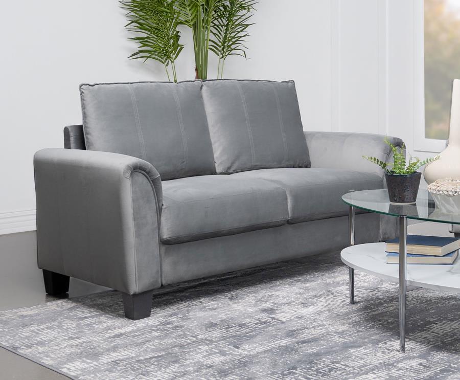 (image for) Davis Upholstered Rolled Arm Loveseat Grey