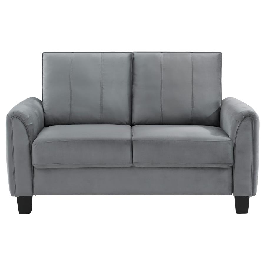 (image for) Davis Upholstered Rolled Arm Loveseat Grey