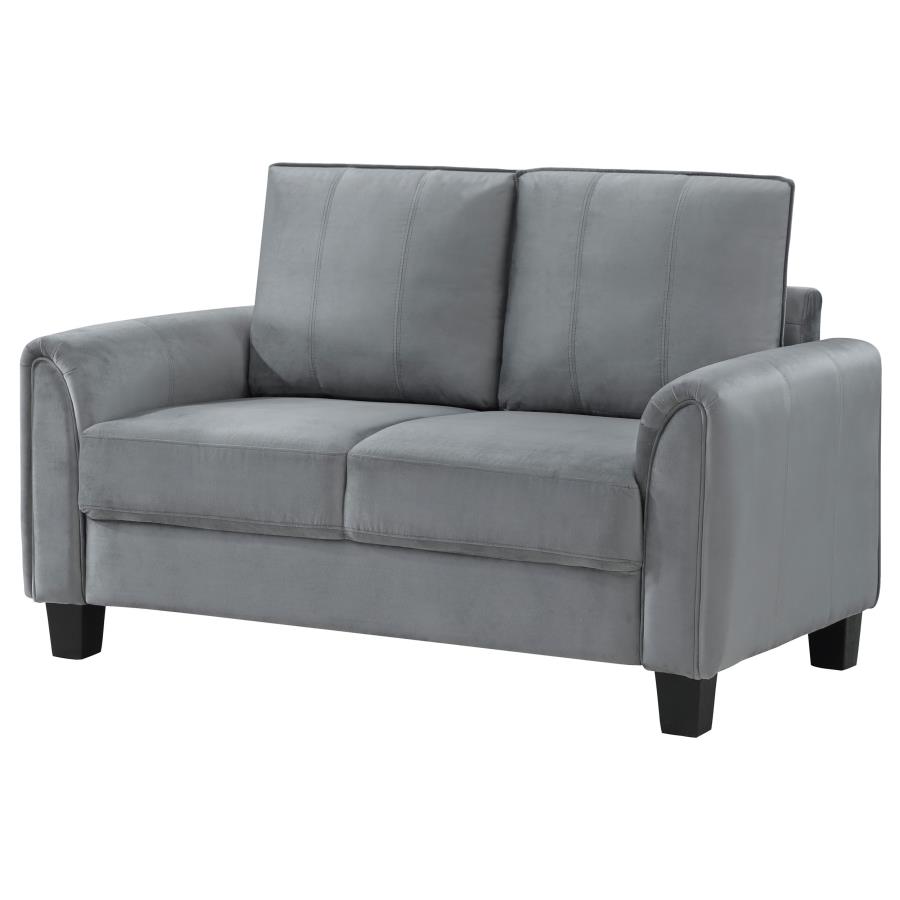 (image for) Davis Upholstered Rolled Arm Loveseat Grey