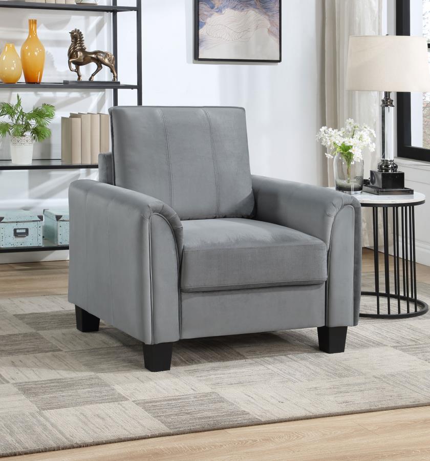 (image for) Davis Upholstered Rolled Arm Accent Chair Grey