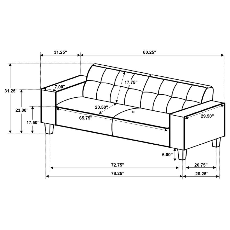 (image for) Deerhurst 2-piece Upholstered Track Arm Sofa Set Charcoal