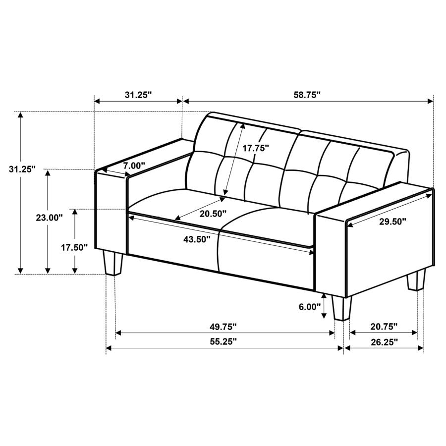 (image for) Deerhurst 2-piece Upholstered Track Arm Sofa Set Charcoal