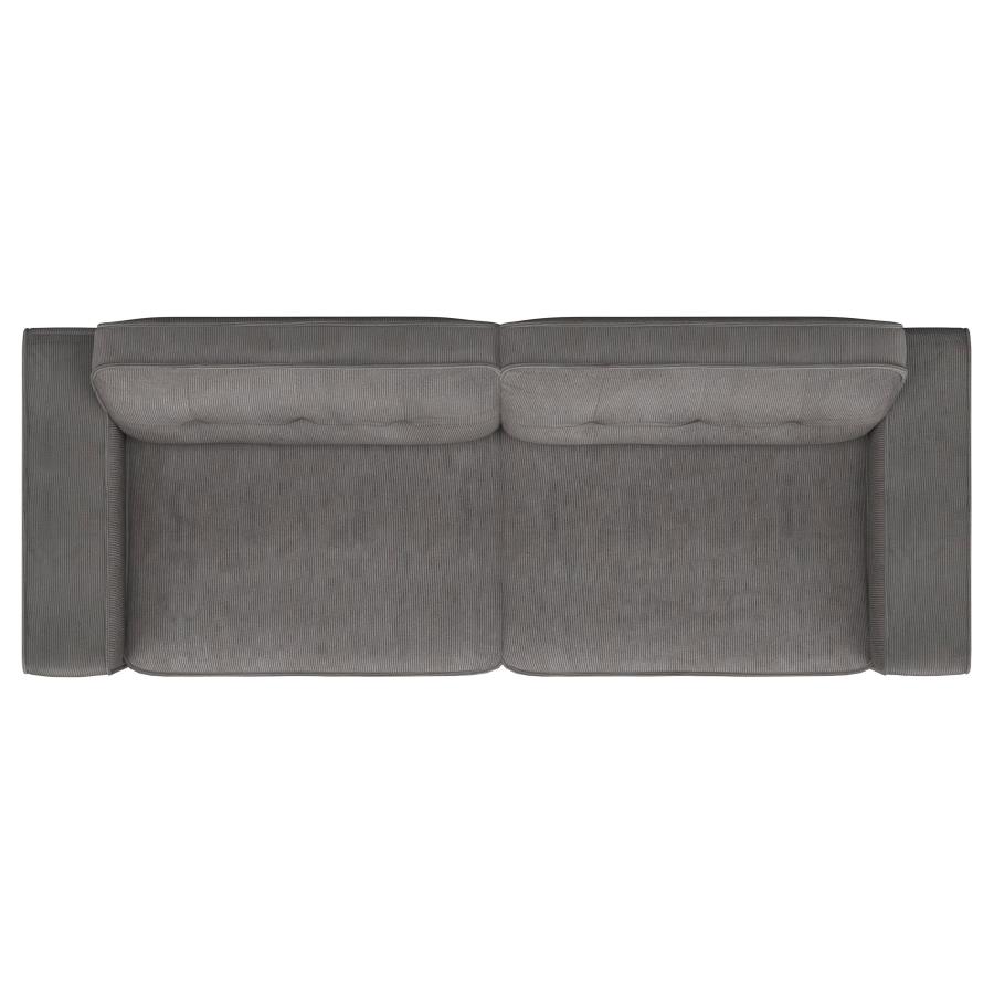 (image for) Deerhurst 3-piece Upholstered Track Arm Sofa Set Charcoal