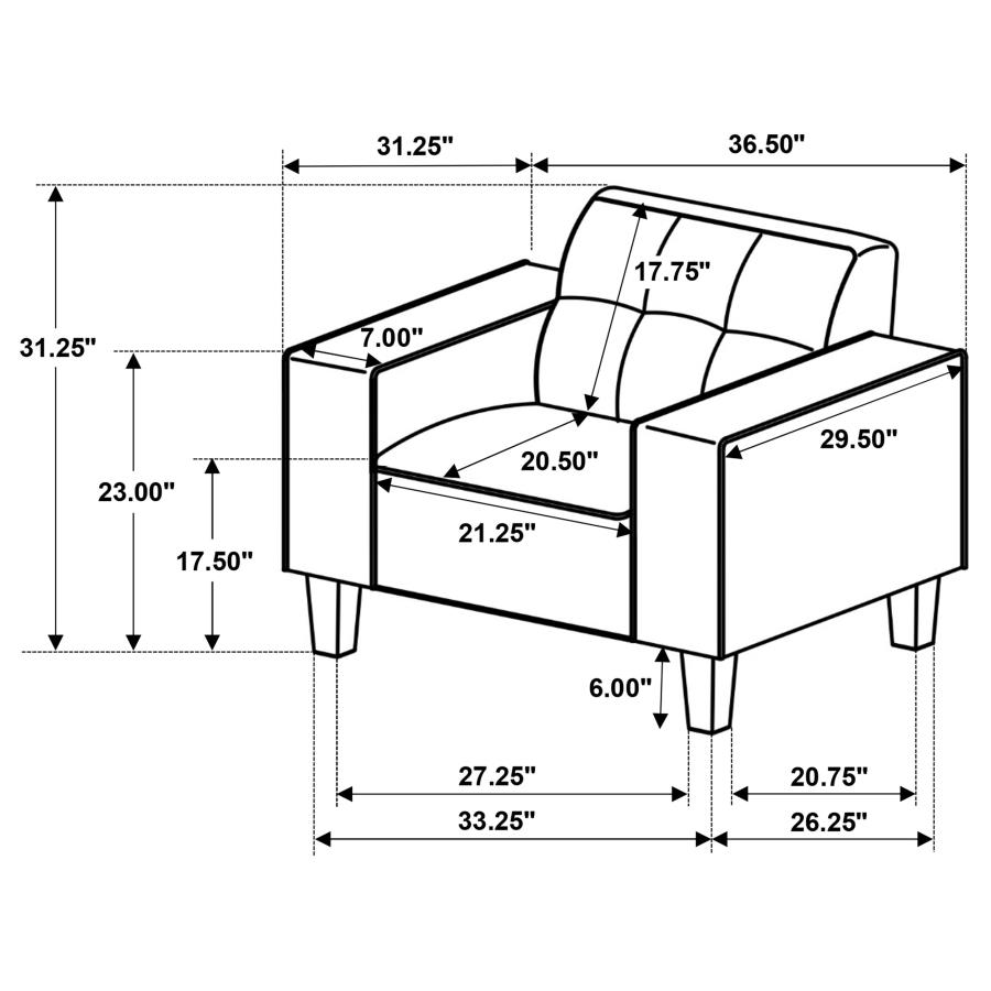 (image for) Deerhurst 3-piece Upholstered Track Arm Sofa Set Charcoal