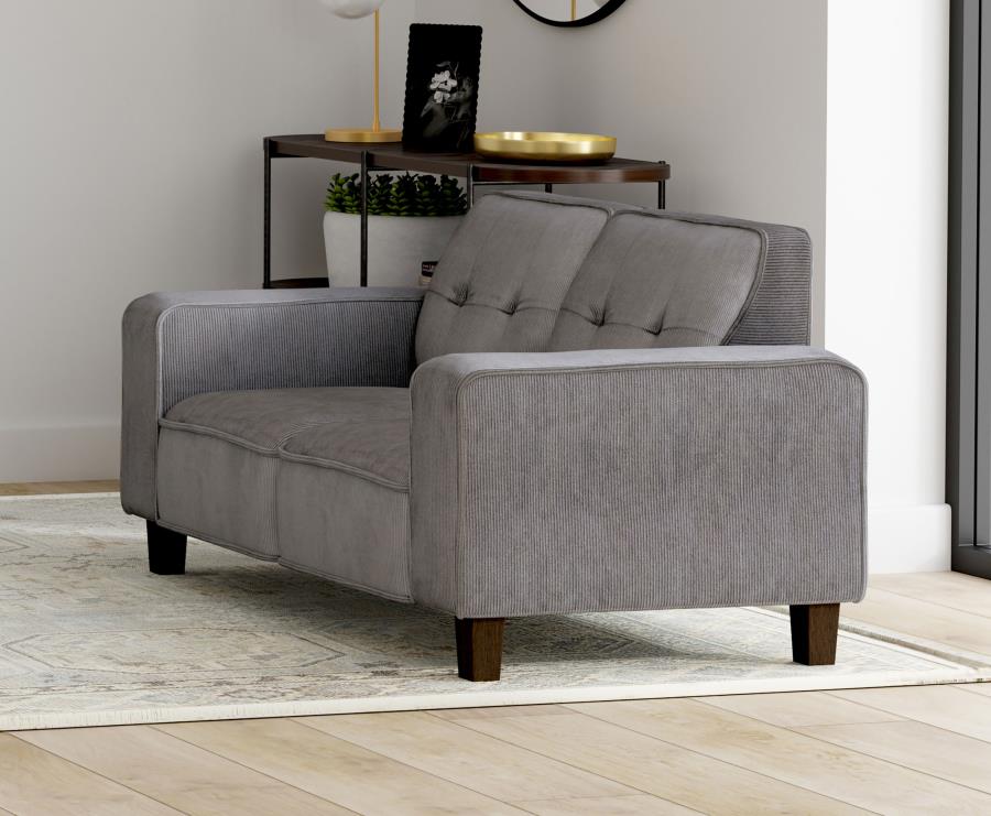 (image for) Deerhurst Upholstered Track Arm Tufted Loveseat Charcoal