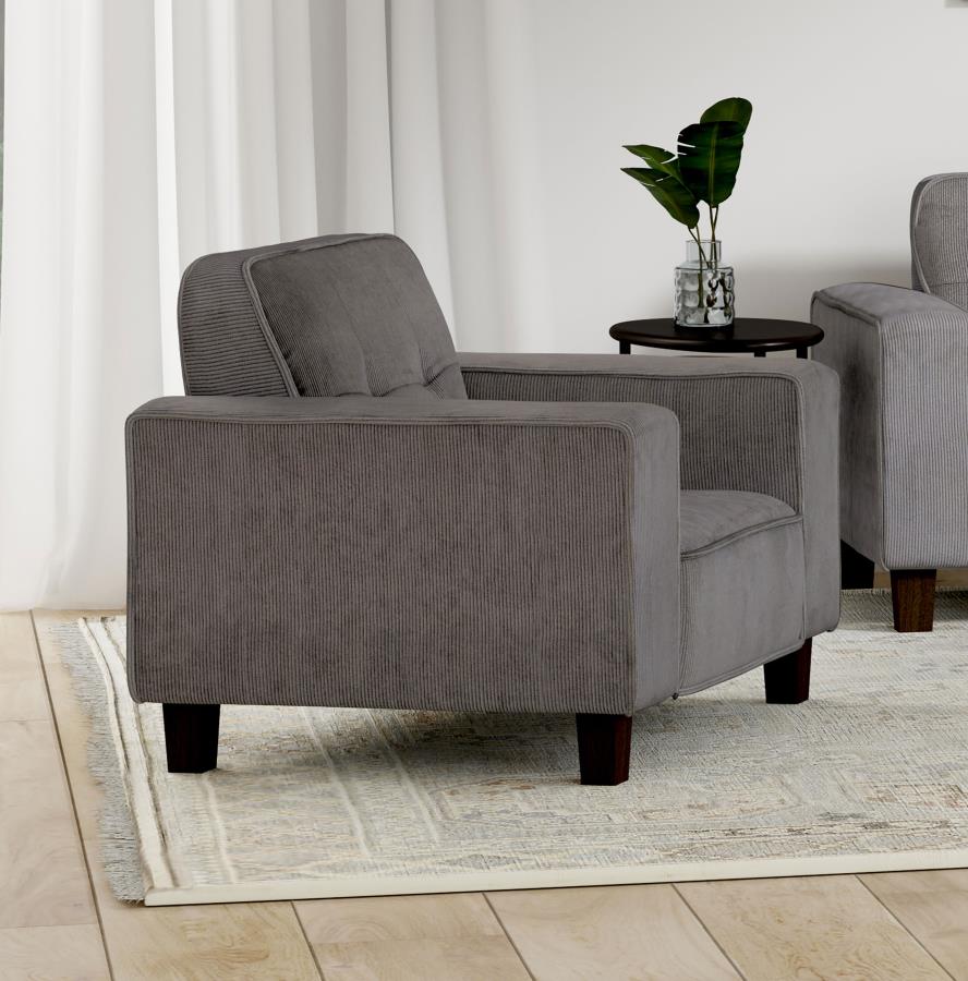 (image for) Deerhurst Upholstered Track Arm Tufted Accent Chair Charcoal