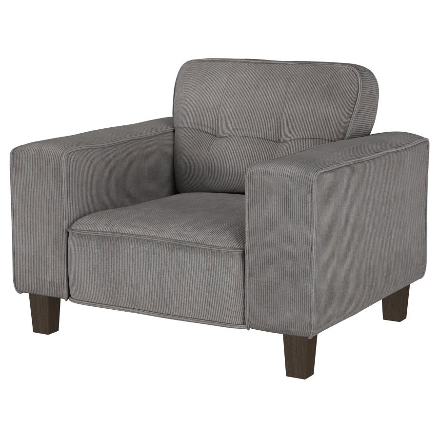 (image for) Deerhurst Upholstered Track Arm Tufted Accent Chair Charcoal