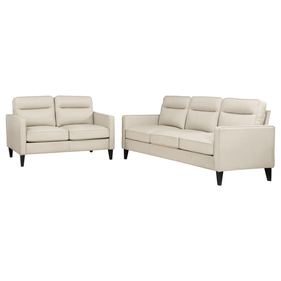 (image for) Jonah 2-piece Upholstered Track Arm Sofa Set Ivory