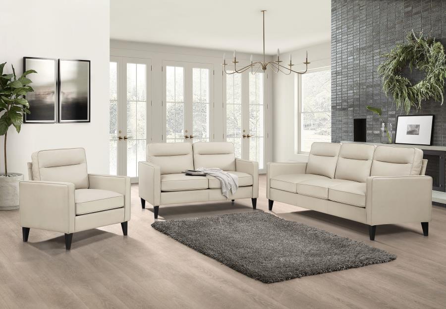 (image for) Jonah 3-piece Upholstered Track Arm Sofa Set Ivory