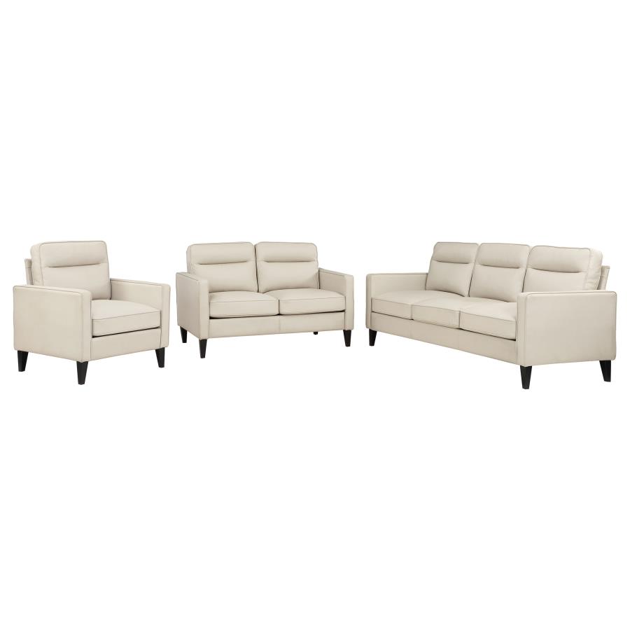 (image for) Jonah 3-piece Upholstered Track Arm Sofa Set Ivory