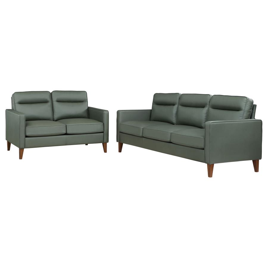 (image for) Jonah 2-piece Upholstered Track Arm Sofa Set Green