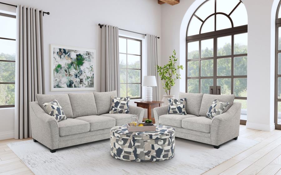 (image for) Tomkins 2-piece Boucle Upholstered Sofa Set Light Grey