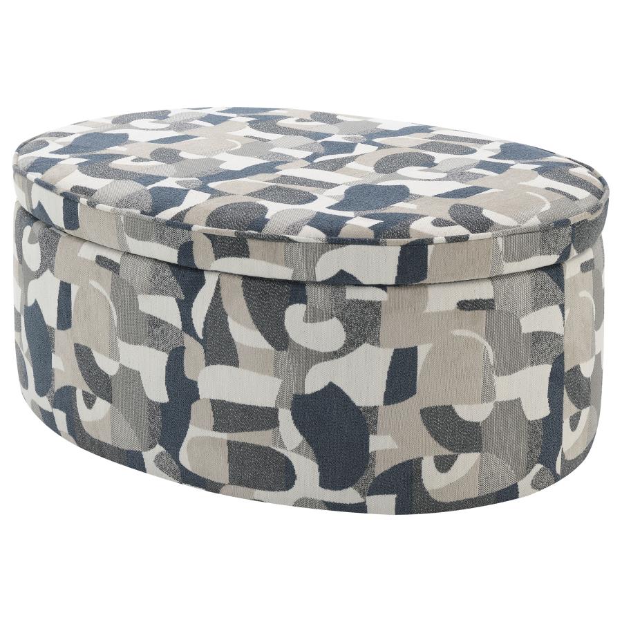 (image for) Tomkins Oval Upholstered Storage Ottoman Indigo Blue