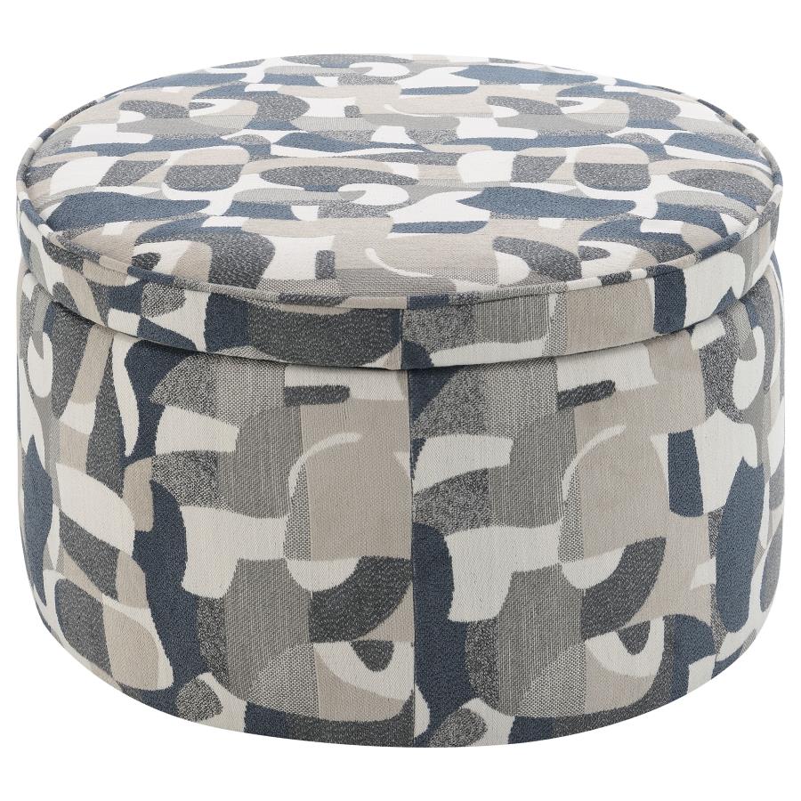 (image for) Tomkins Oval Upholstered Storage Ottoman Indigo Blue