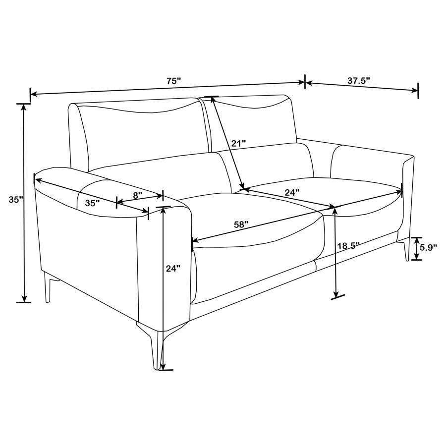 (image for) Glenmark 2-piece Upholstered Track Arm Sofa Set Taupe