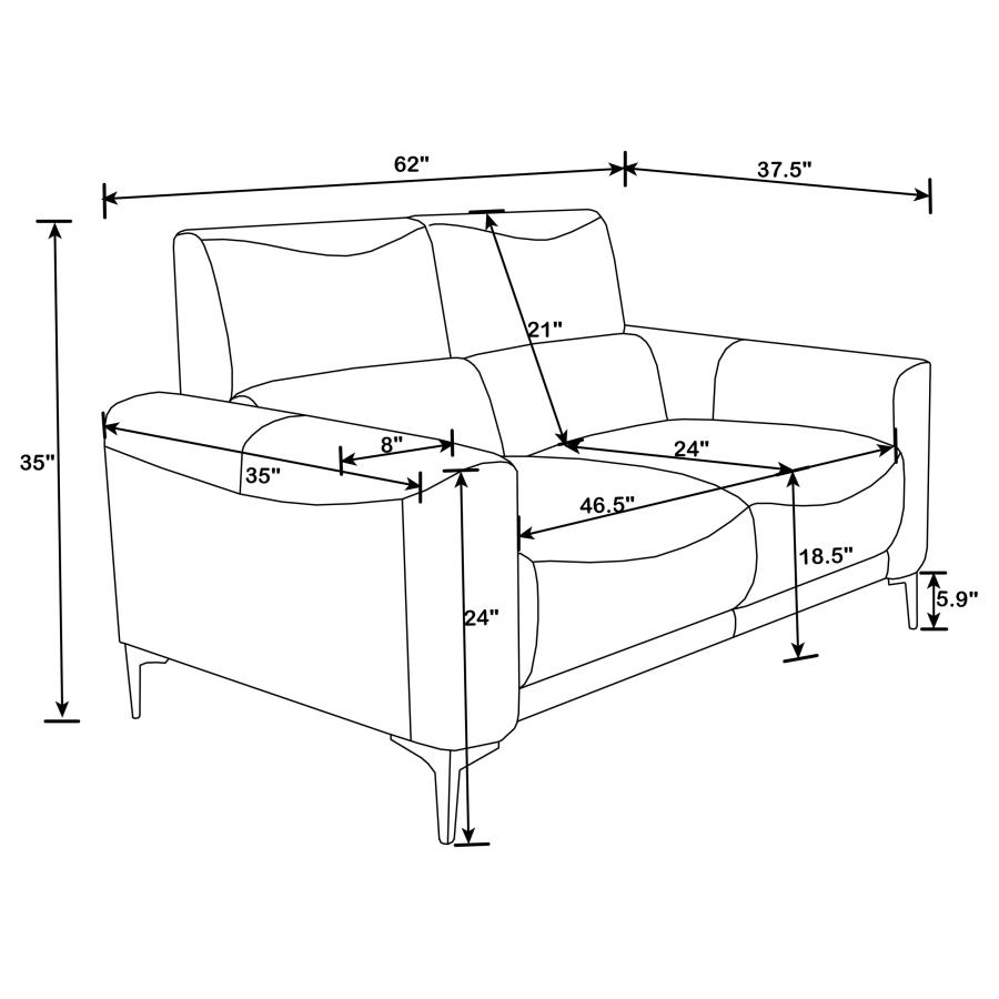 (image for) Glenmark 2-piece Upholstered Track Arm Sofa Set Taupe