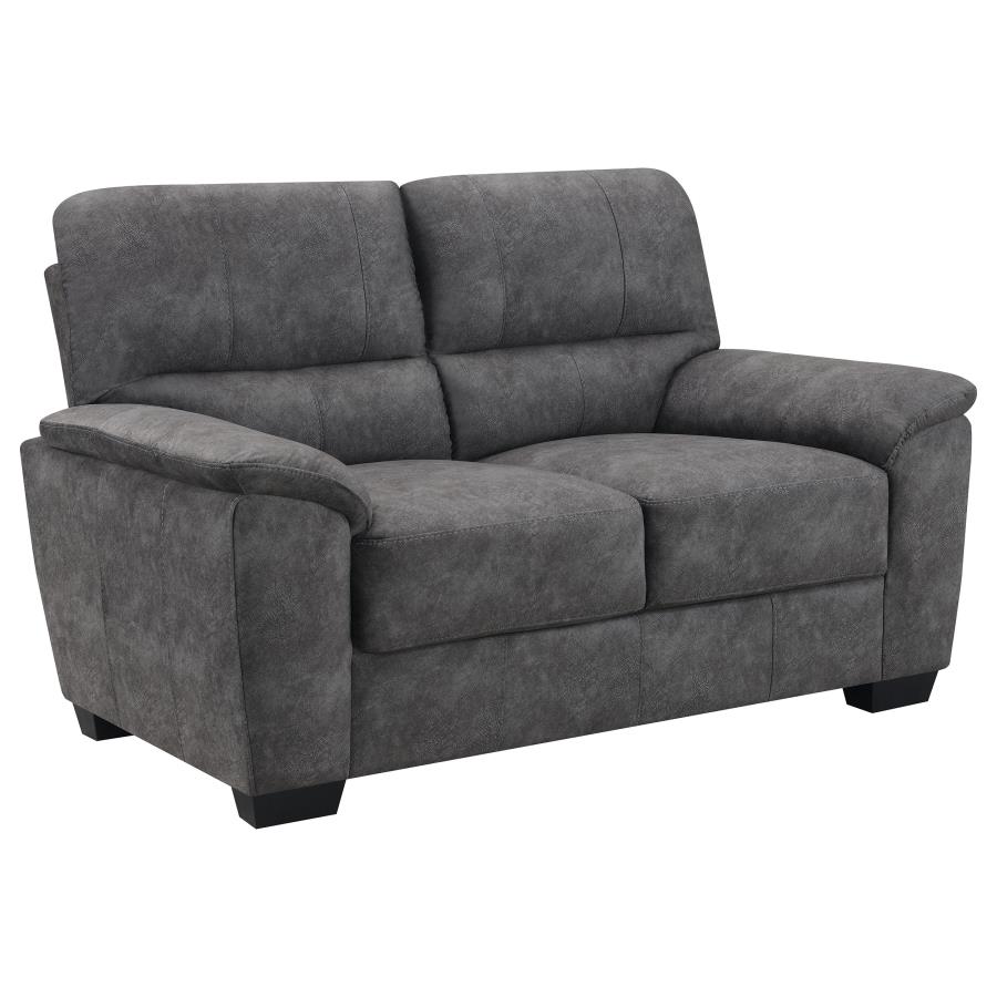 (image for) Hartsook Upholstered Padded Arm Loveseat Charcoal Grey