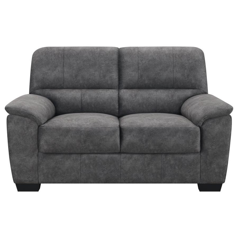 (image for) Hartsook Upholstered Padded Arm Loveseat Charcoal Grey