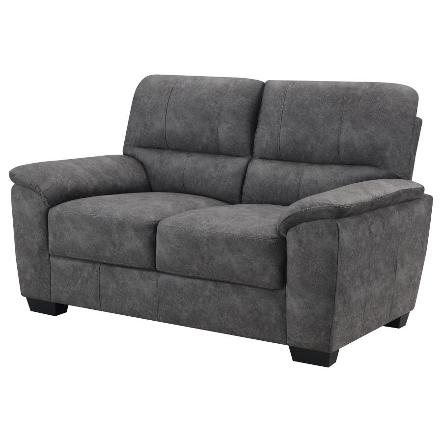 (image for) Hartsook Upholstered Padded Arm Loveseat Charcoal Grey