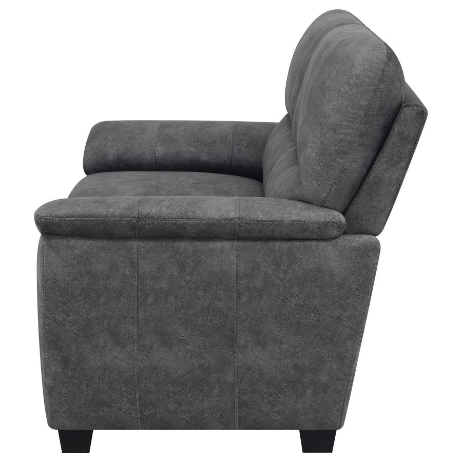 (image for) Hartsook Upholstered Padded Arm Loveseat Charcoal Grey